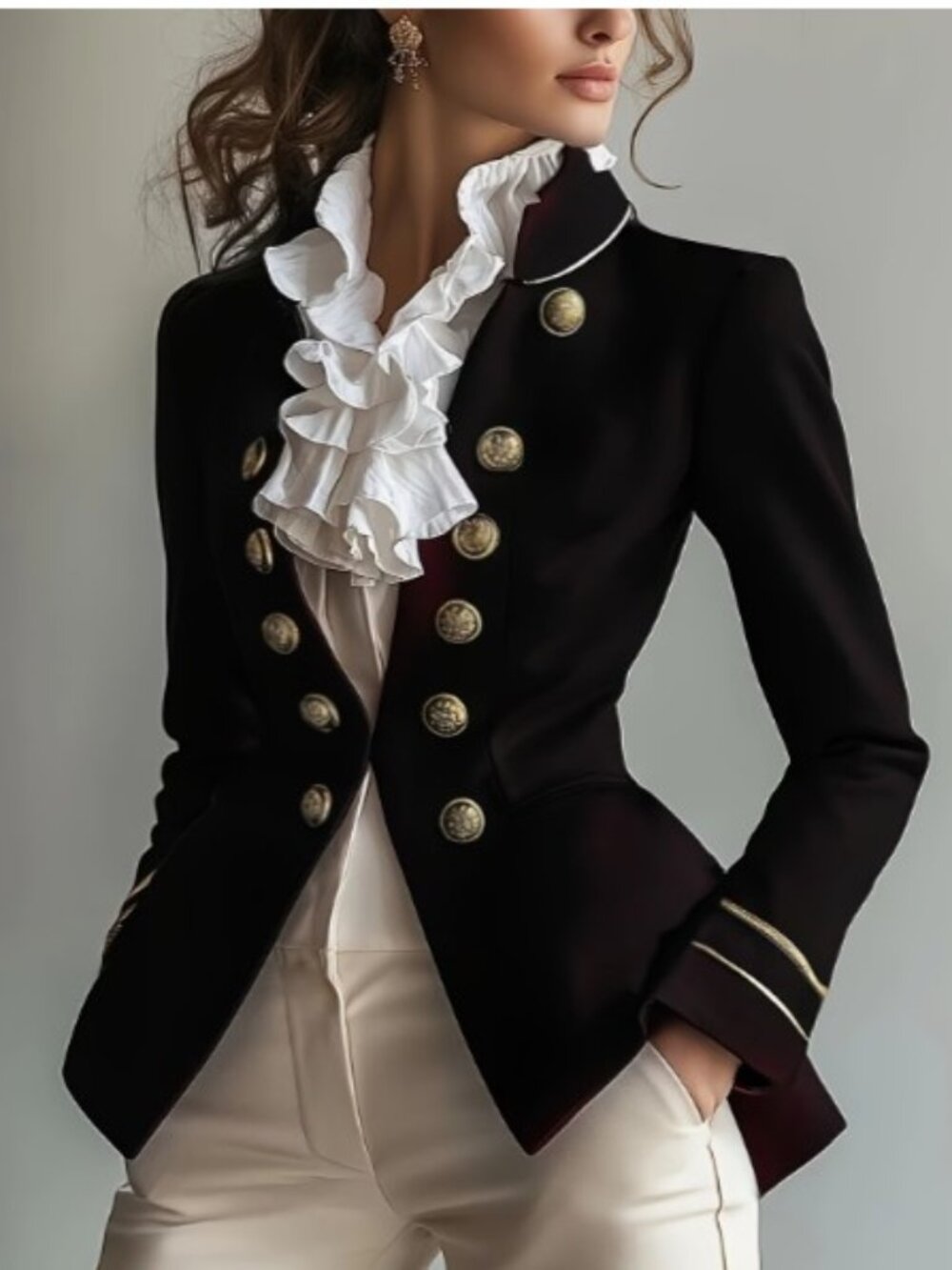 A Stylish And Elegant Vintage Solid Color Blazer That Exudes Charm And Sophistic